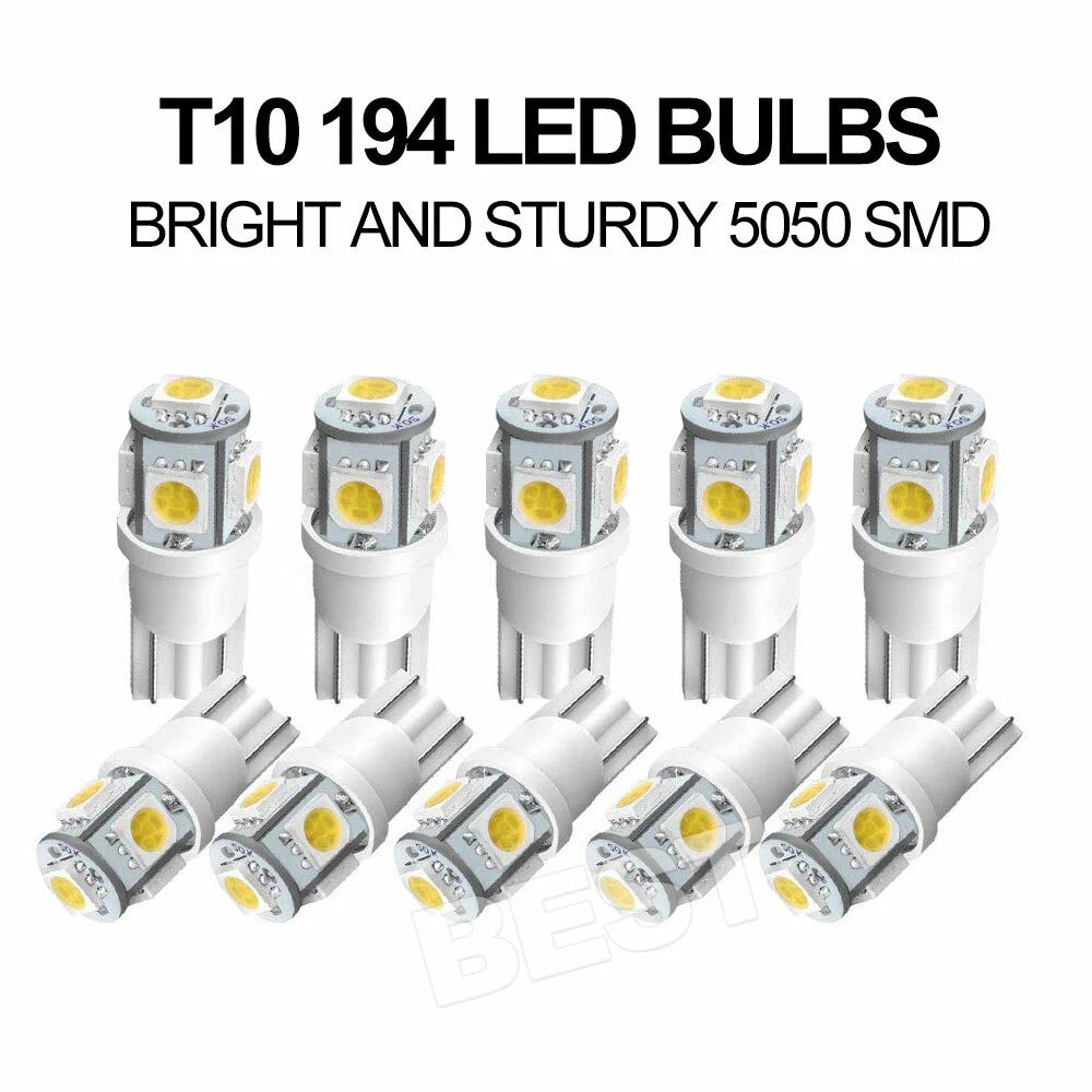 10x T10 LED W5W 194 168 5SMD Car Wedge Tail Parking Plate Light Bulb 12V - WHITE - view 6