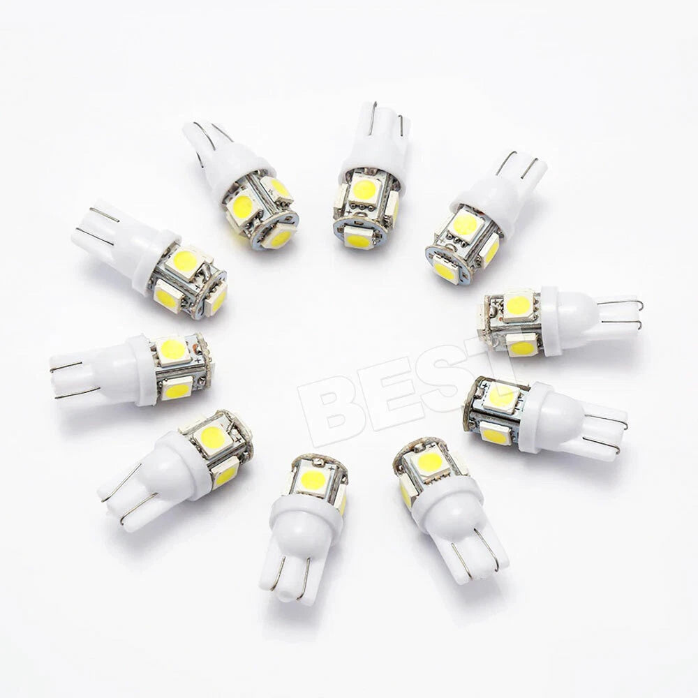 10x T10 LED W5W 194 168 5SMD Car Wedge Tail Parking Plate Light Bulb 12V - WHITE - view 9