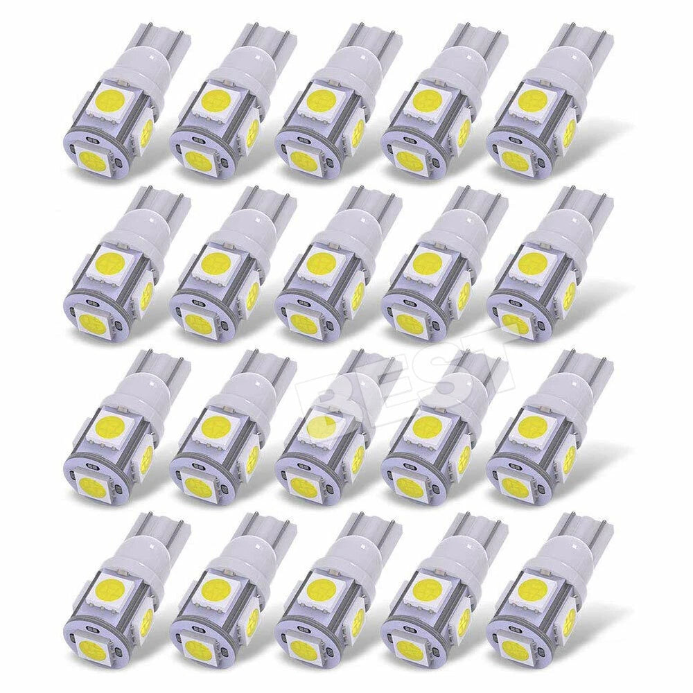 10x T10 LED W5W 194 168 5SMD Car Wedge Tail Parking Plate Light Bulb 12V - WHITE - view 10
