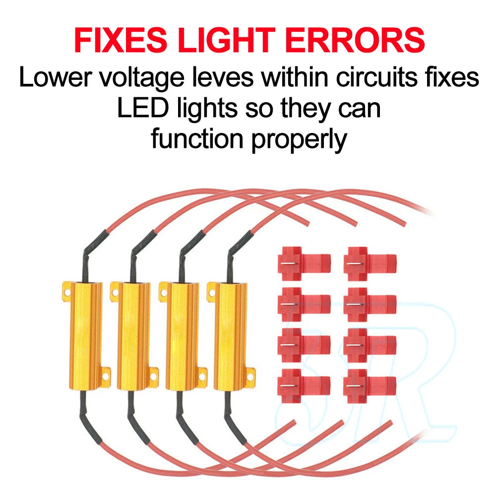 4X LED Indicator Flasher Relay Load Resistor Rate Relay Bulbs Ballast 50W 12V 6ฮฉ - view 1