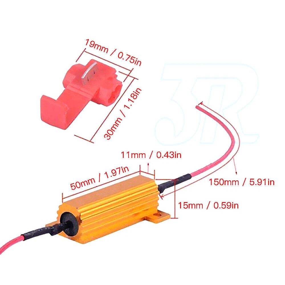 4X LED Indicator Flasher Relay Load Resistor Rate Relay Bulbs Ballast 50W 12V 6ฮฉ - view 2