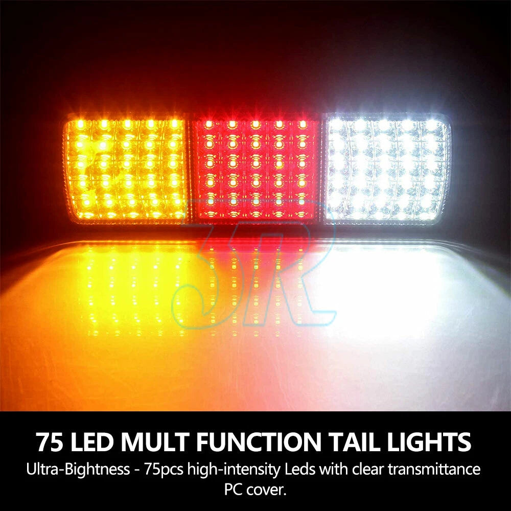 2x 75 LED Tail Lights Stop Indicator Reverse Lamp 12V Trailer Truck Ute Light - view 2