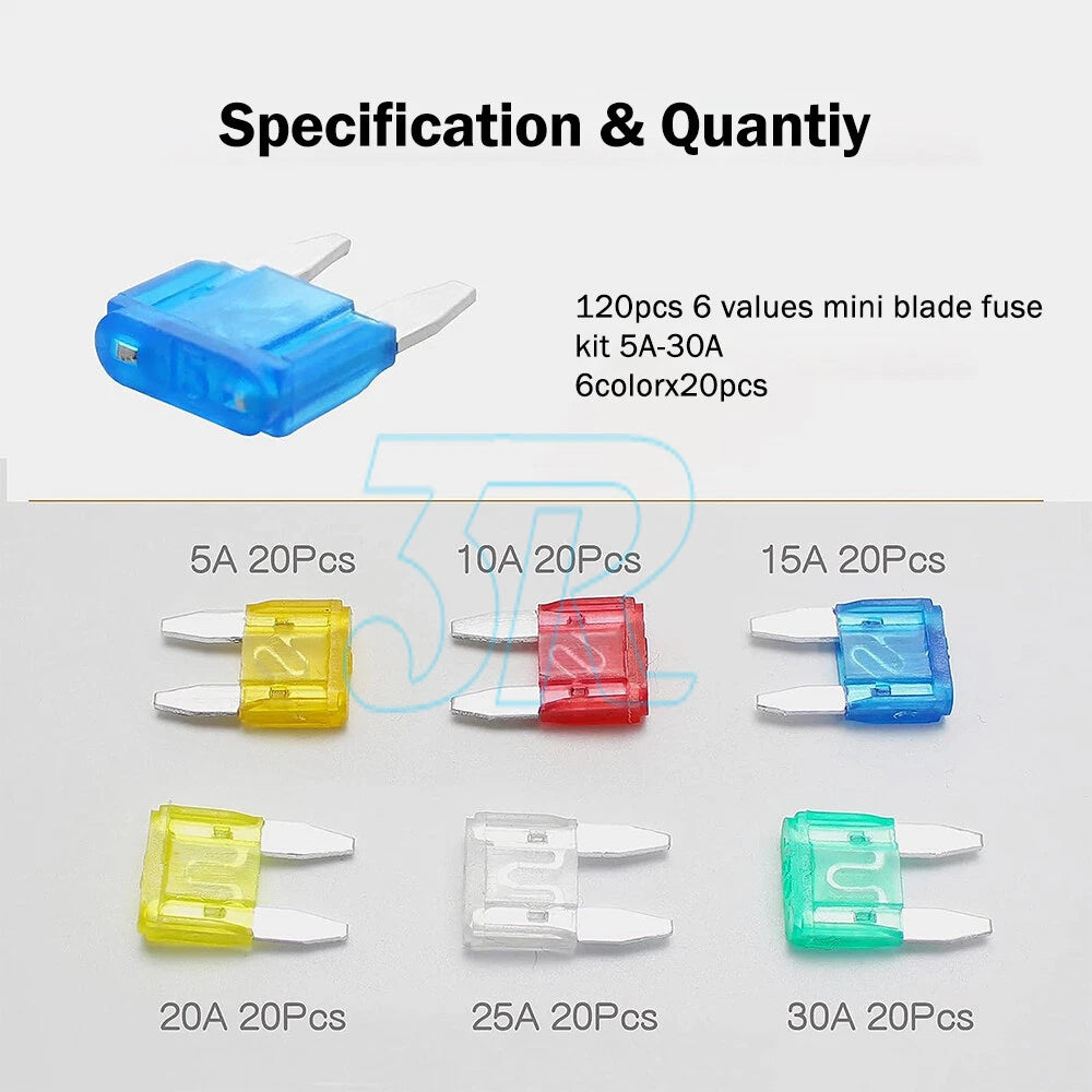 120Pcs Mini Car Fuse Set Mixed Blade Car Fuses Kit For Auto Car Truck 5A-30A - view 2