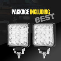 2x 4inch Osram Square LED Work Lights Flood Reverse Ute Truck 12V 24V - view 1