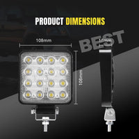 2x 4inch Osram Square LED Work Lights Flood Reverse Ute Truck 12V 24V - view 3