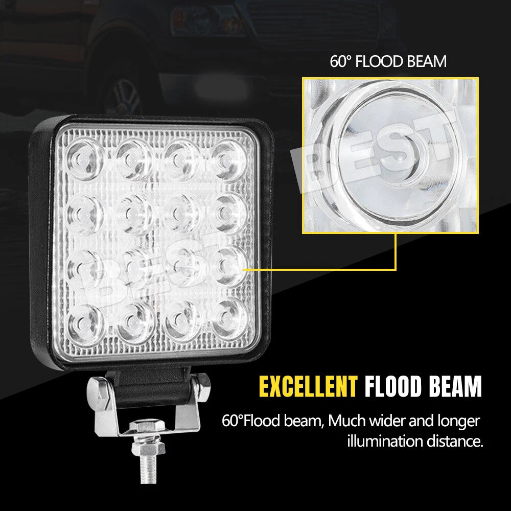 2x 4inch Osram Square LED Work Lights Flood Reverse Ute Truck 12V 24V - view 4