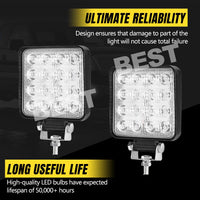2x 4inch Osram Square LED Work Lights Flood Reverse Ute Truck 12V 24V - view 6