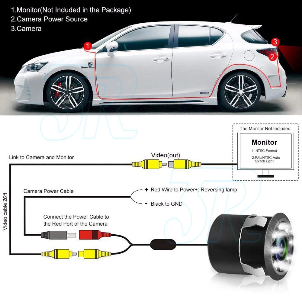 Car Rear View Reverse Parking 8LED Waterproof HD Camera Night Vision Cam - view 6