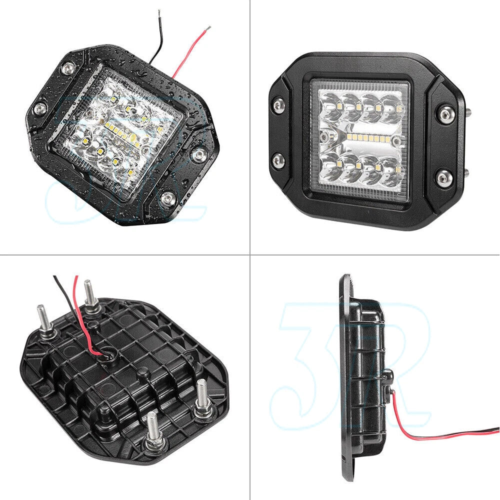 2x 5inch Osram Flush Mount Square LED Work Light 4x4 Reverse Lamp 12V - view 3