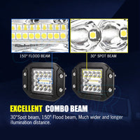 2x 5inch Osram Flush Mount Square LED Work Light 4x4 Reverse Lamp 12V - view 5