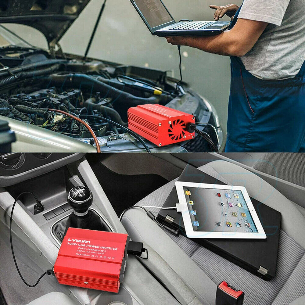 300W Power Inverter Car Converter Charger Adapter DC 12V to AC 240V 2USB 2Socket - view 6