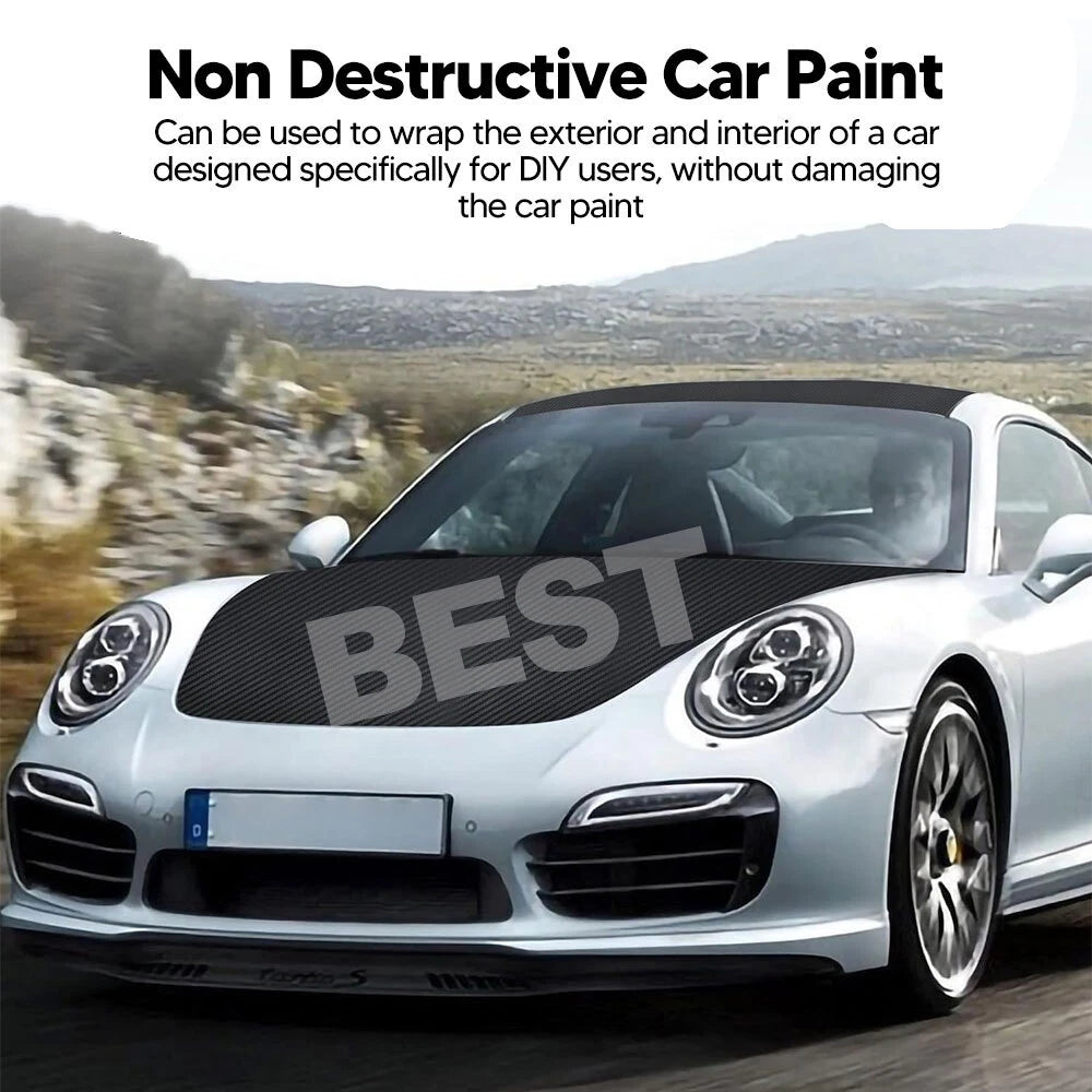152x300/70CM 4D BLACK CARBON FIBER FIBRE CAR VINYL WRAP FILM ROLL AIR RELEASE - view 5