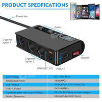 3 Way 12V USB Car Cigarette Splitter Lighter Charger Socket Adapter Plug Power - view 4