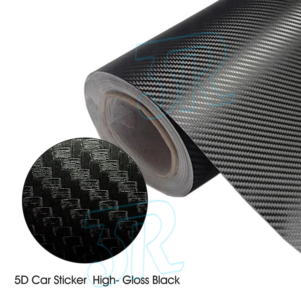 1.51 X 1M 5D GLOSS BLACK CARBON FIBER FIBRE CAR VINYL WRAP FILM ROLL AIR RELEASE - view 4