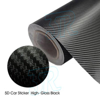 1.51 X 1M 5D GLOSS BLACK CARBON FIBER FIBRE CAR VINYL WRAP FILM ROLL AIR RELEASE - view 4