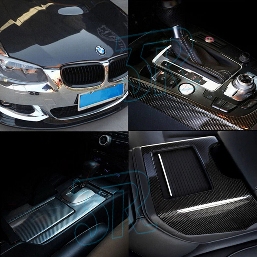 1.51 X 1M 5D GLOSS BLACK CARBON FIBER FIBRE CAR VINYL WRAP FILM ROLL AIR RELEASE - view 7