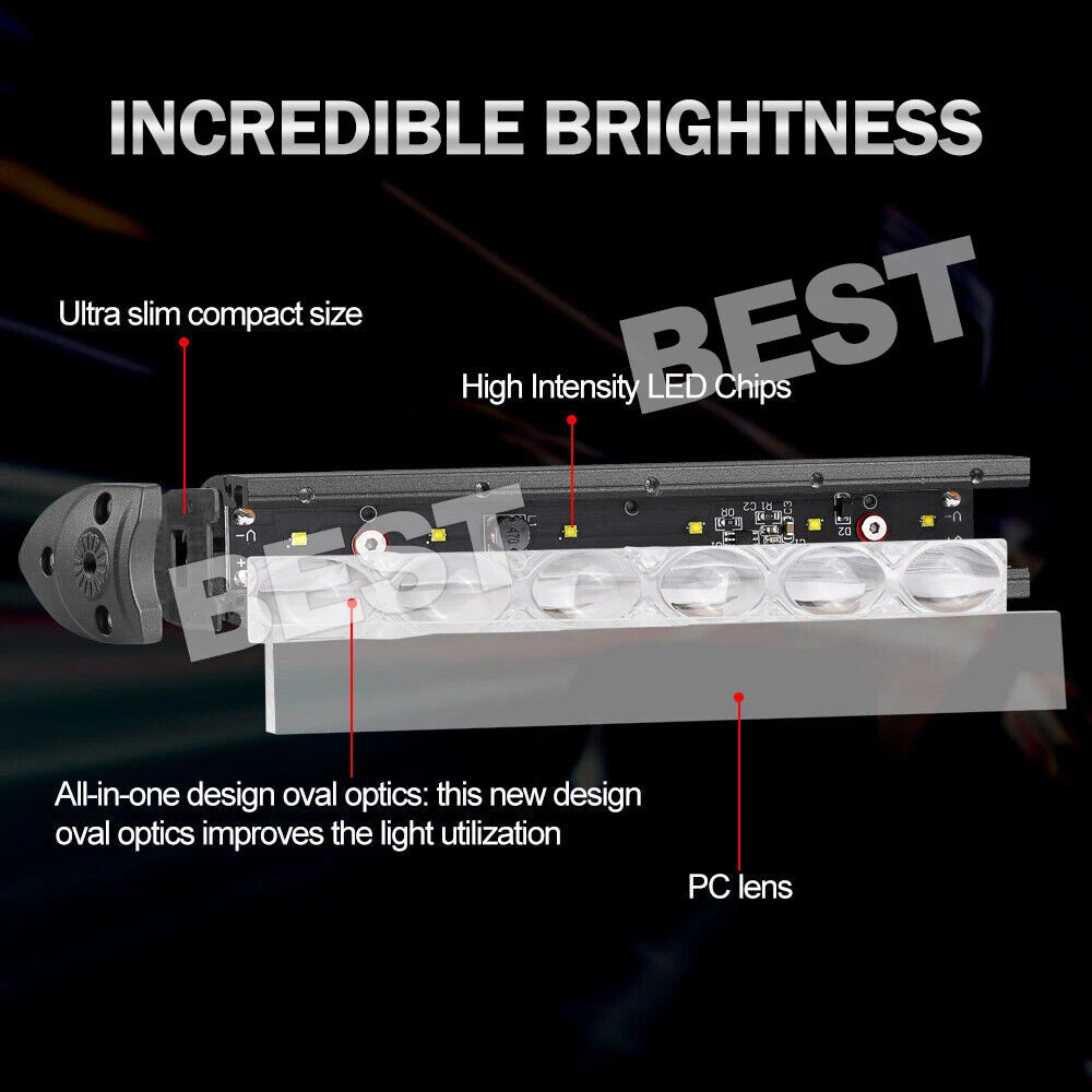 2x 7"inch LED Light Bar 60W Slim 6D Single Row Driving Beam Work Lamp Marine - view 2