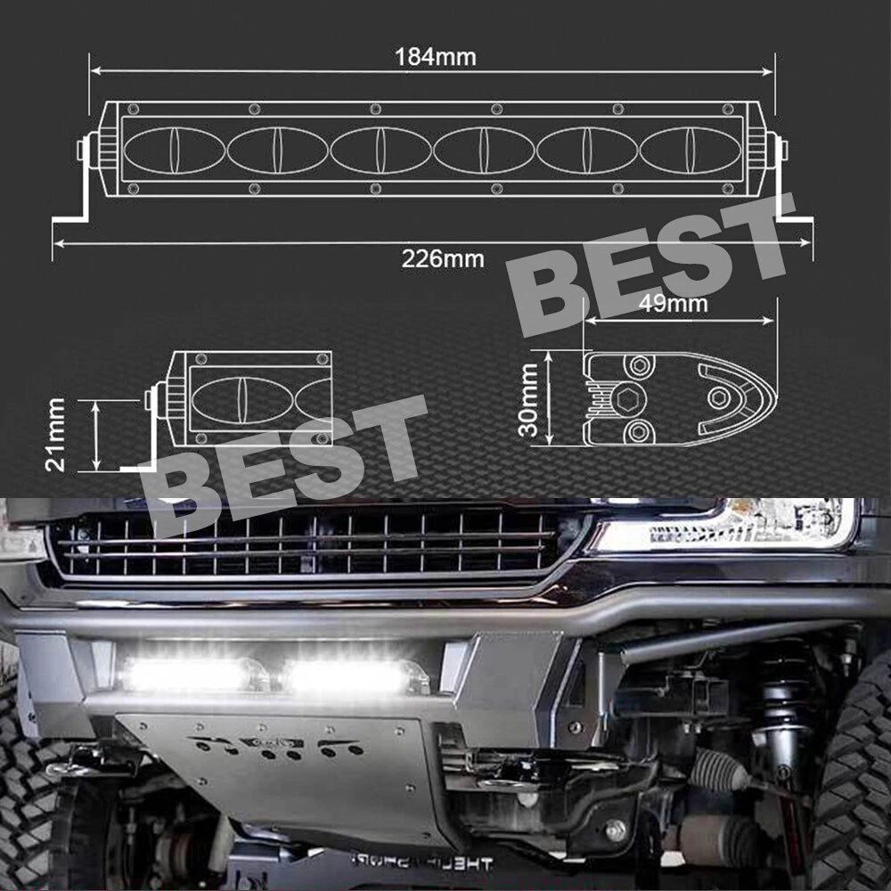 2x 7"inch LED Light Bar 60W Slim 6D Single Row Driving Beam Work Lamp Marine - view 3