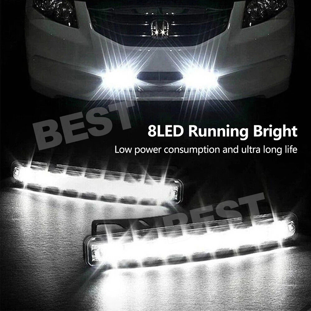 2X 8 LED Car Daylight Driving Light DRL Daytime Running Bright Head Lamp Lights - view 1