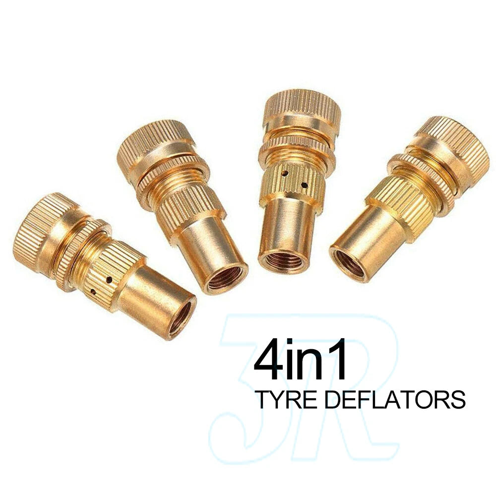 Tyre Deflators x4 Brass Air Deflator 0-60PSI Tire Valve Core Tool 4WD 4X4 - view 1
