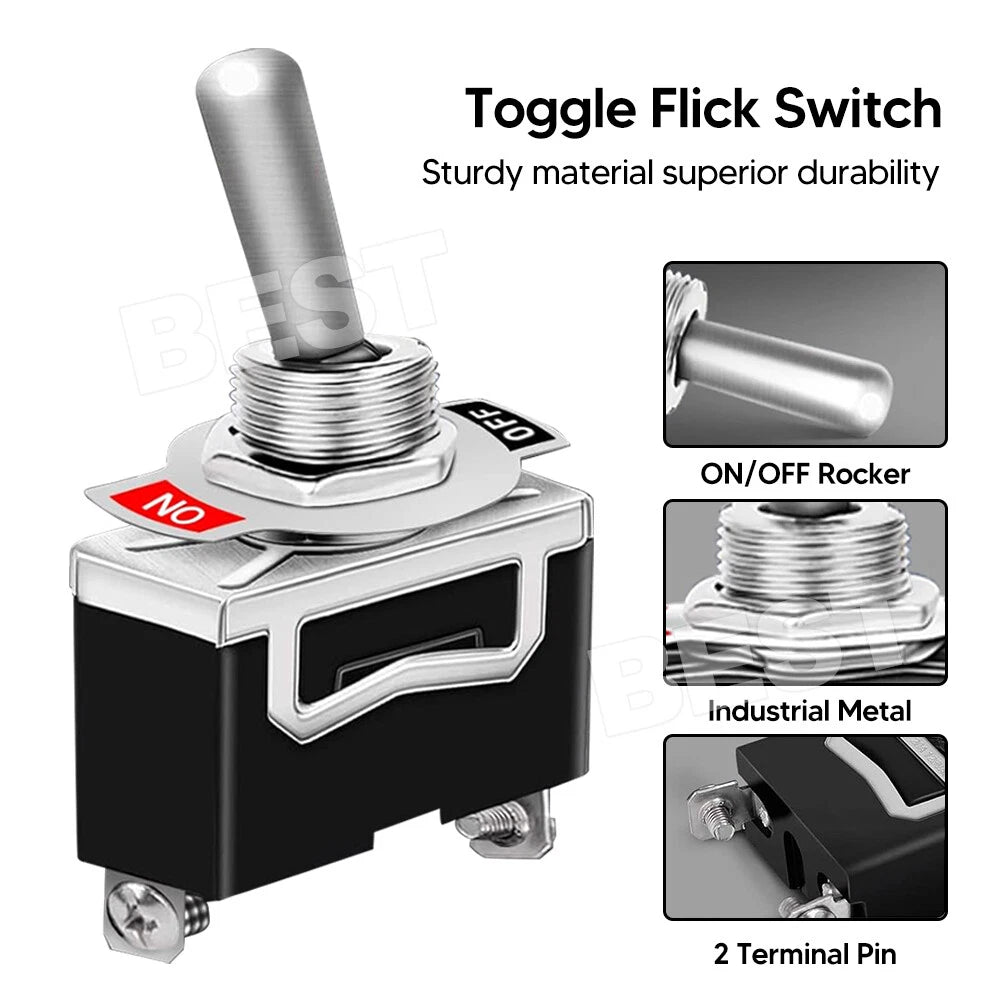 5 Set Toggle Switch 12V ON OFF Car Flick Dash Light Marine 12 Volt Switches Boat - view 1