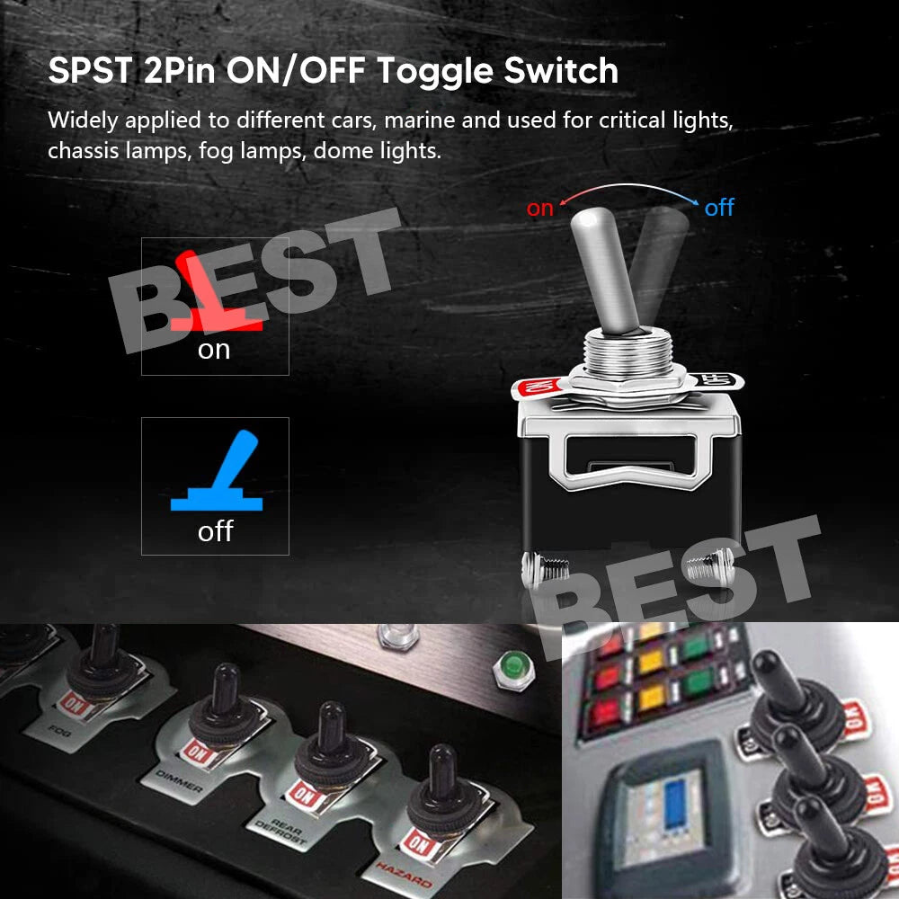 5 Set Toggle Switch 12V ON OFF Car Flick Dash Light Marine 12 Volt Switches Boat - view 3