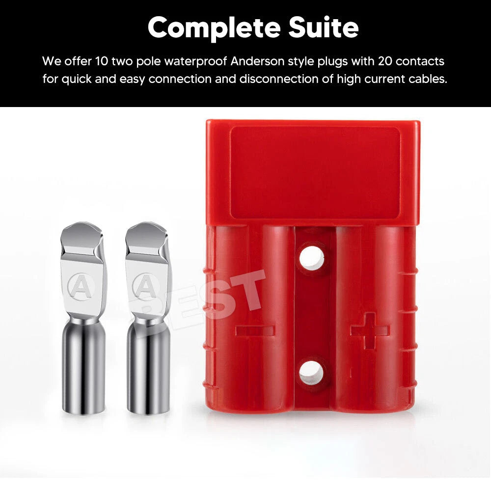 10x Anderson Style Plug 50 AMP 6AWG Red Connectors Caravan Mounting DC 12V 24V - view 2