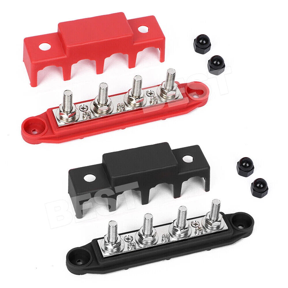 2pcs 4 Post Power Distribution Block Terminal Screw Bus Bar 250A 12V-48V DC M8 - view 1