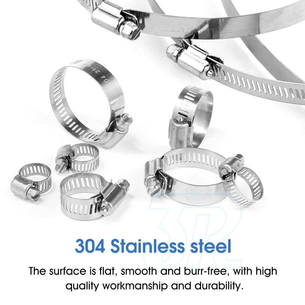 Stainless Steel Hose Clamps Clips Range Worm Gear Pipe Clamp Kit - view 3