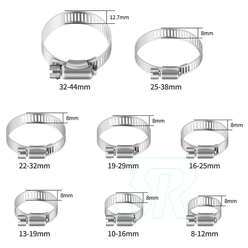 Stainless Steel Hose Clamps Clips Range Worm Gear Pipe Clamp Kit - view 6