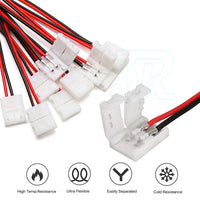 10X LED STRIP LIGHT CONNECTOR SMD 3528 2835 SINGLE 2 WIRE 8MM PCB BOARD ADAPTER - view 2