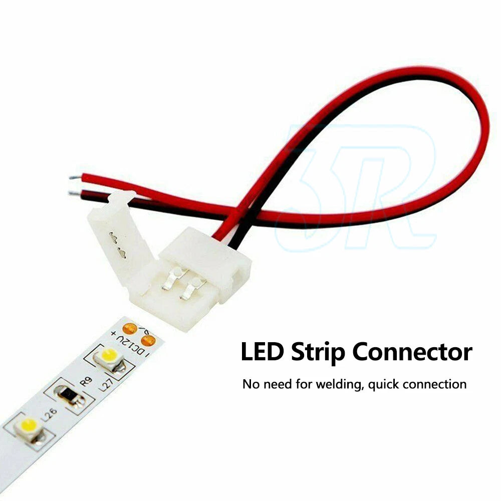 10X LED STRIP LIGHT CONNECTOR SMD 3528 2835 SINGLE 2 WIRE 8MM PCB BOARD ADAPTER - view 4