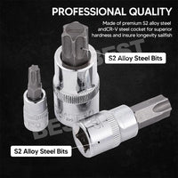 34 pcs E-Torx Socket Set 3/8" 1/4" Drive Star Hex Bit External Torque Tool - view 2