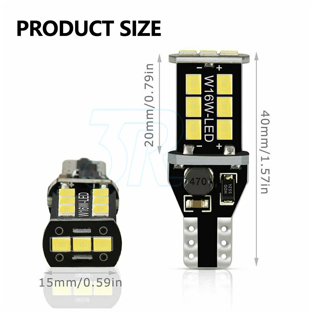 2x T15 W16W 2835 LED Reverse Light Canbus Error Free 912 Backup Bulb 800LM White - view 3