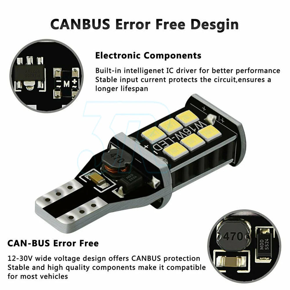 2x T15 W16W 2835 LED Reverse Light Canbus Error Free 912 Backup Bulb 800LM White - view 4