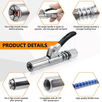 Grease Coupler Heavy-Duty Quick Release Grease Gun Coupler NPTI/8 10000PSI - view 2