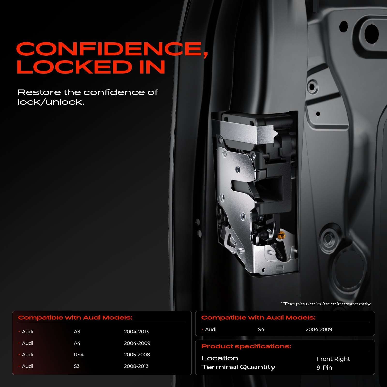 Front Right Door Lock Actuator for Audi A3 8PA A4 B6 8H7 B7 8HE 8EC 8ED S3 04-13 - image 1