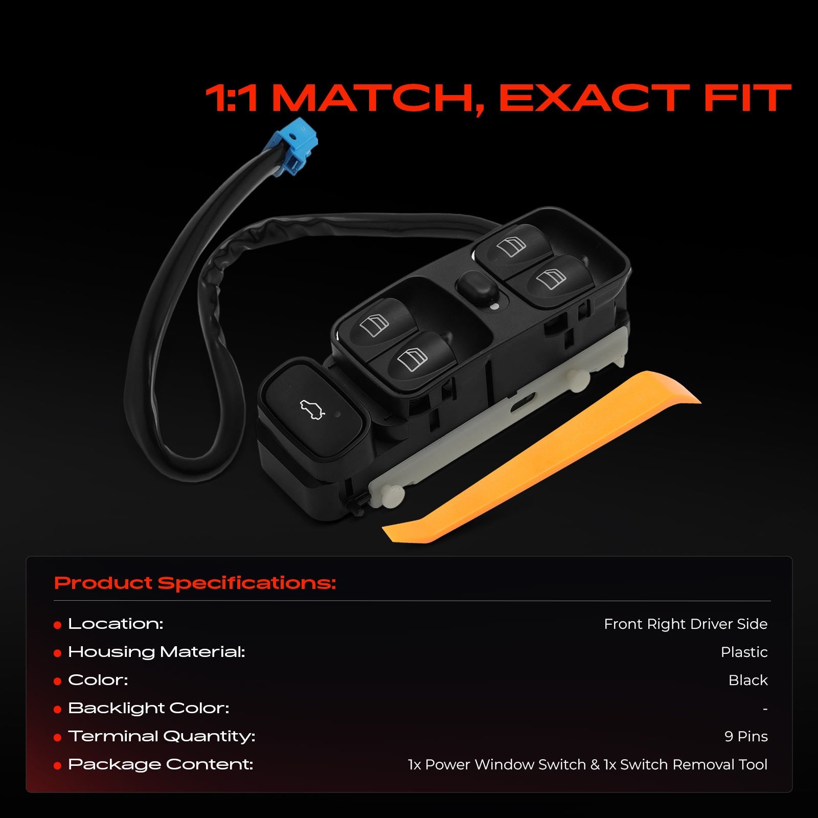 Front Right Window Switch without Bezel for Mercedes-Benz W203 C180 C200 C220 C230 – view 1