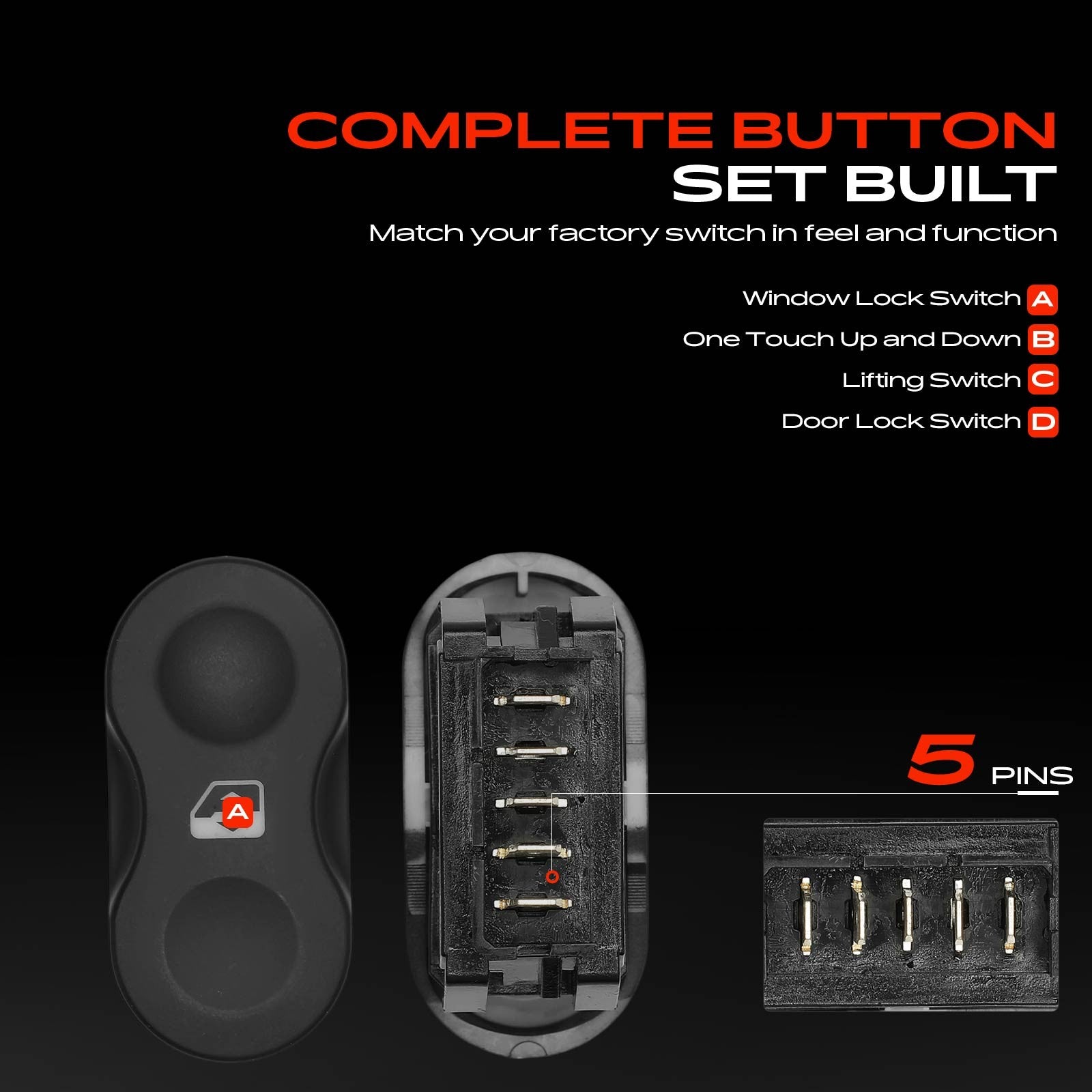 Front Window Switch for Dacia Logan LS KS Duster Sandero 2008-2015 with 5 Pins - image 2
