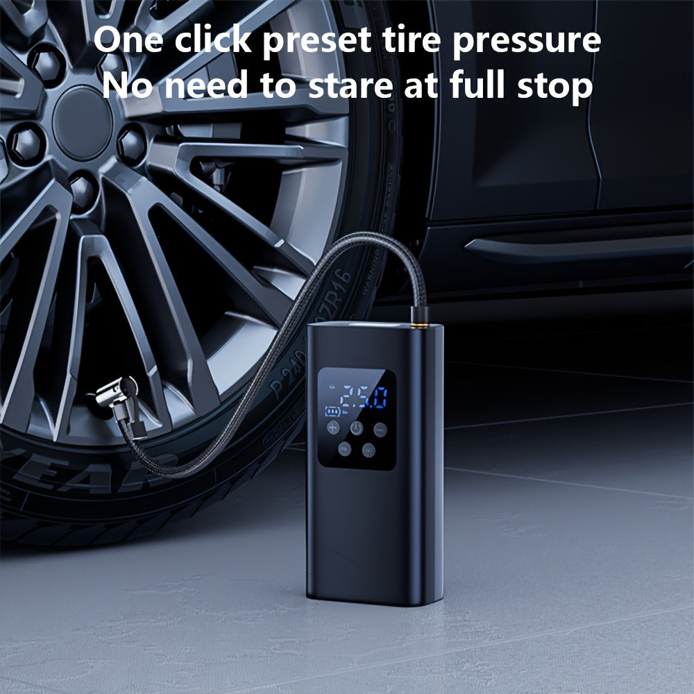 Portable Digital Display Smart Tire Inflator with LED Light for Cars Bikes