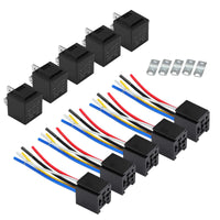 5x 12V 80A 5-Pin Automotive Relays With Wiring Harness Sockets & Brackets - image 1