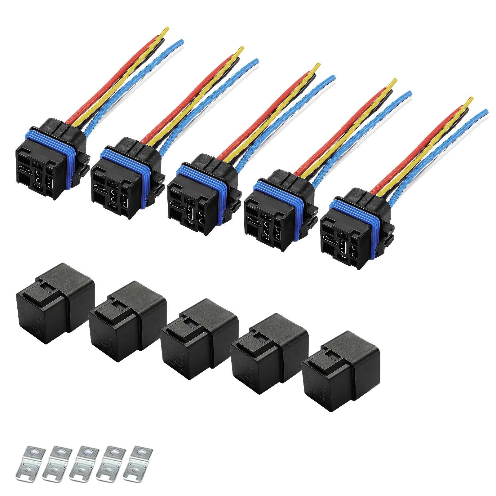 5x 12V 80A 5-Pin Automotive Relays With Waterproof Harness Sockets - image 4