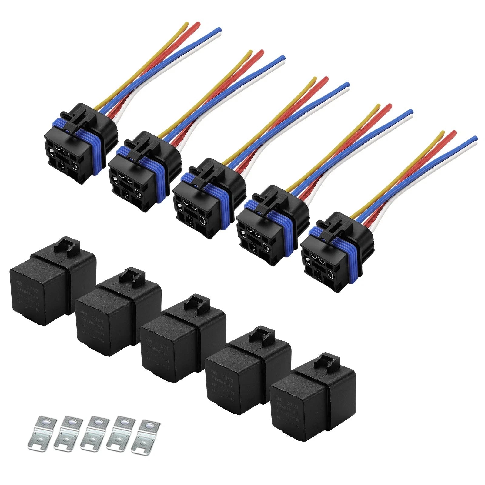 5x 12V 80A 4-Pin Automotive Relays With Waterproof Harness Sockets - image 4