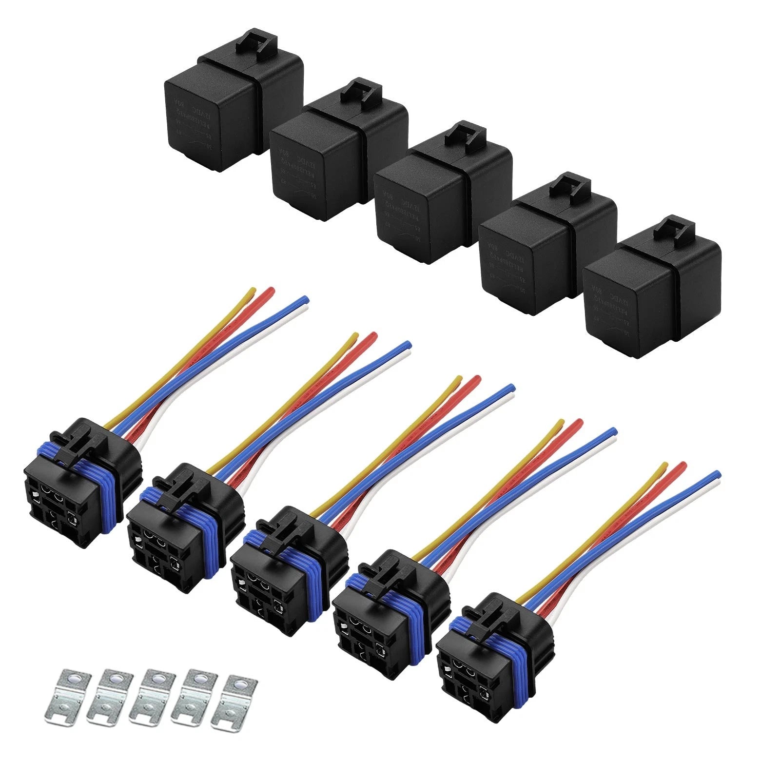 5x 12V 80A 4-Pin Automotive Relays With Waterproof Harness Sockets - image 5
