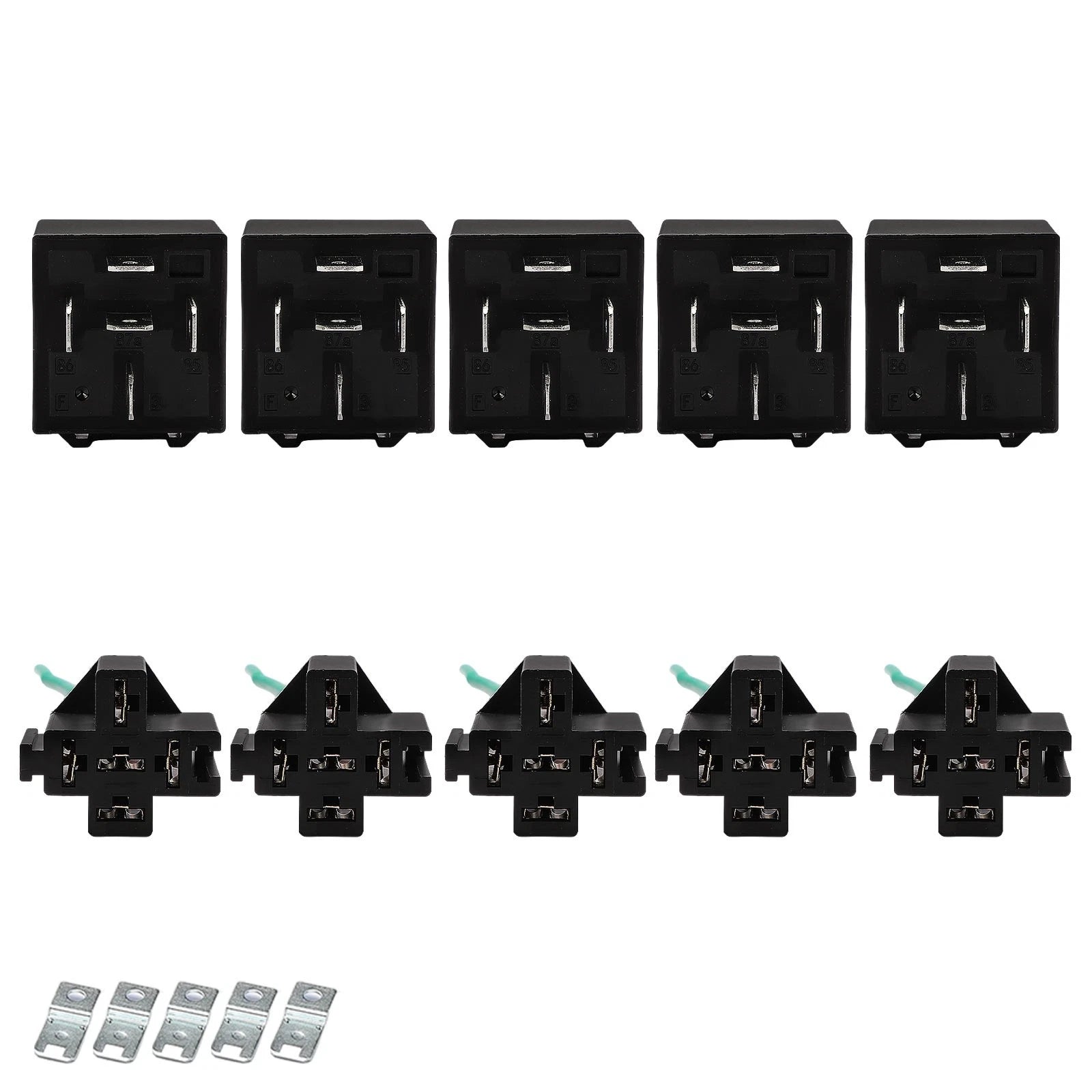 5x 24V 40A 5-Pin Automotive Relays With Wiring Harness Sockets & Brackets - image 1