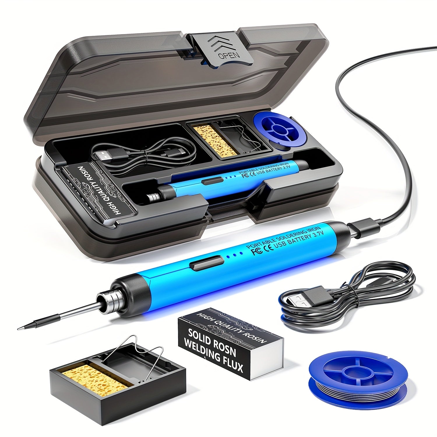 Portable USB/Battery Dual-Use Soldering Iron Kit, 3-Speed Adjustable Temperature Tool Set