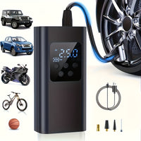 Portable Digital Display Smart Tire Inflator with LED Light for Cars Bikes