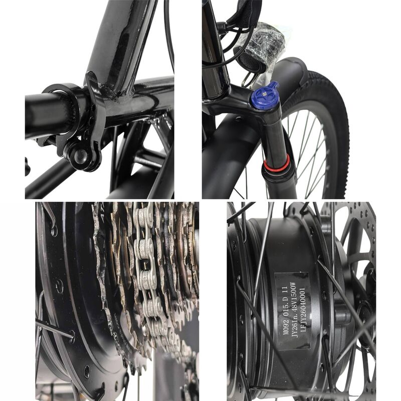 Black Adult Electric Bike 26'' 1500W Brushless Motor EBike Off Road 7 Speed Mountain Ebike - image 6
