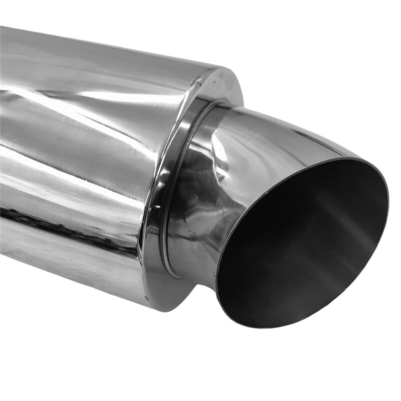 Polished Tip Exhaust Muffler Cannon 480mm Length 3" Inlet 4" Outlet - image 6