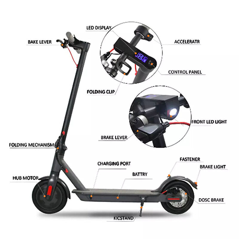 Electric Scooter Adult Foldable Travel E Bike With Seat Portable 900W 40KM/H 50KM Grey - image 6